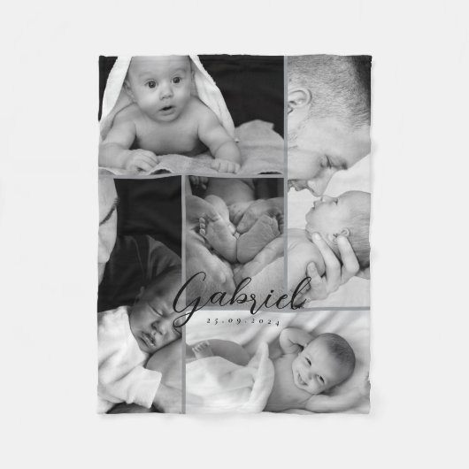 Personalized Baby Photo Blanket Collage フリースブランケット (正面)
