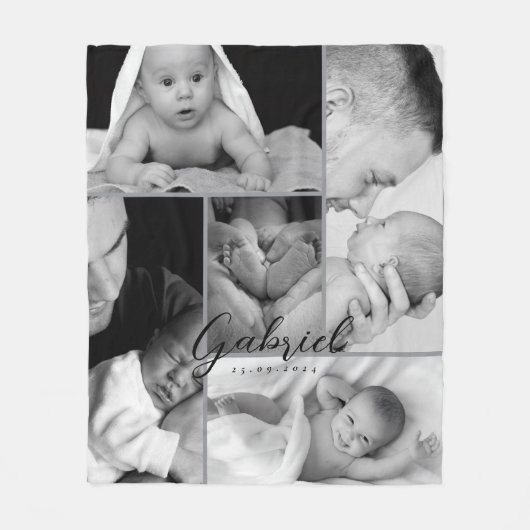 Personalized Baby Photo Blanket Collage フリースブランケット (正面)