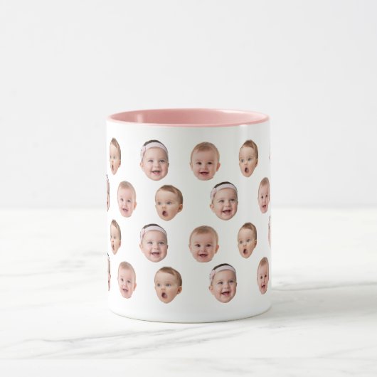 Personalized Baby Photo Coffee Mug, 3 Faces マグカップ (中央)