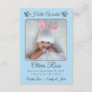 Personalized Baby Photo Name & Parents for Newborn 案内状