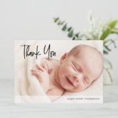 Personalized Baby Photo Shower Gratitude Modern サンキューカード (スタンド正面)