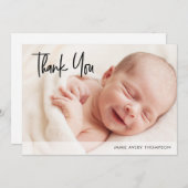 Personalized Baby Photo Shower Gratitude Modern サンキューカード (正面/裏面)
