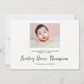 Personalized Baby Photos Elegant Script Name 案内状 (裏面)