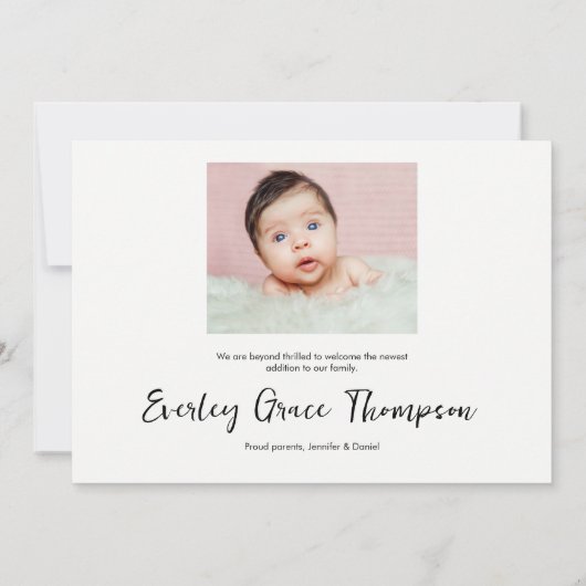 Personalized Baby Photos Elegant Script Name 案内状 (裏面)