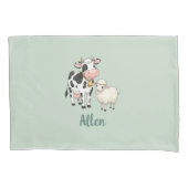 Personalized Baby Pillow Cover with Cute Cow 枕カバー (正面)
