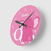 Personalized Baby Pink Round Clock ラウンド壁時計 (傾斜)