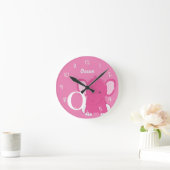 Personalized Baby Pink Round Clock ラウンド壁時計 (ホーム)