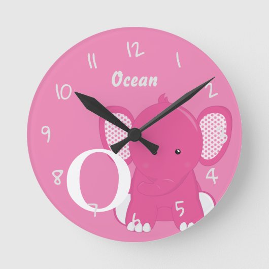 Personalized Baby Pink Round Clock ラウンド壁時計 (正面)