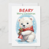 Personalized Baby Polar Bear Christmas シーズンカード (正面)