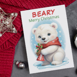 Personalized Baby Polar Bear Christmas シーズンカード