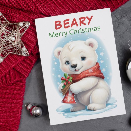 Personalized Baby Polar Bear Christmas シーズンカード