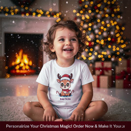 Personalized Baby Reindeer First Christmas T-Shirt トドラーTシャツ