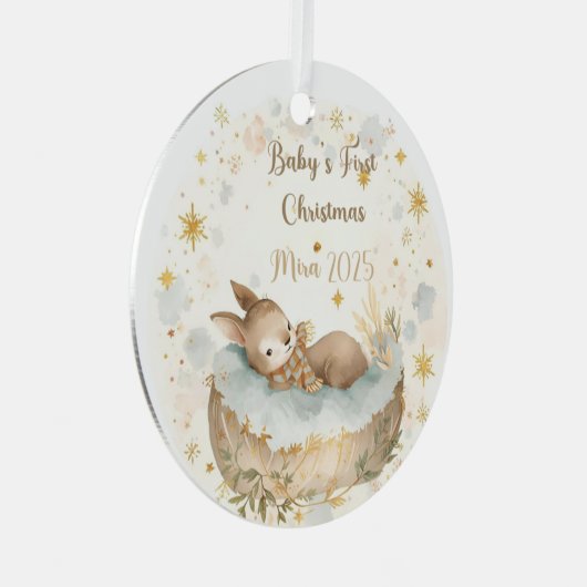 Personalized Baby’s First Christmas Keepsake メタルオーナメント (正面右)
