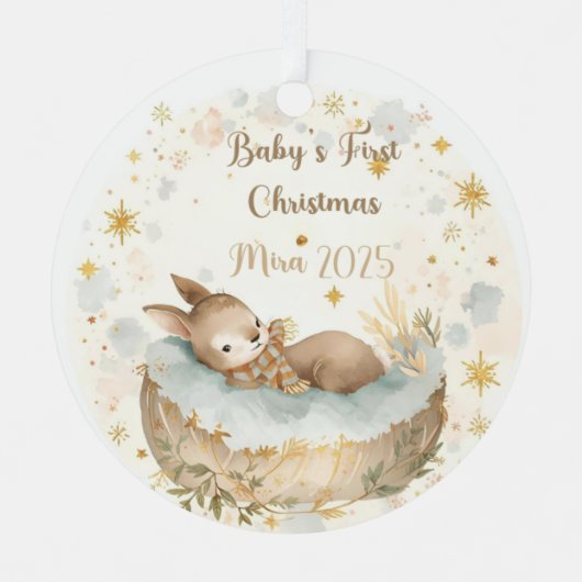 Personalized Baby’s First Christmas Keepsake メタルオーナメント (正面)