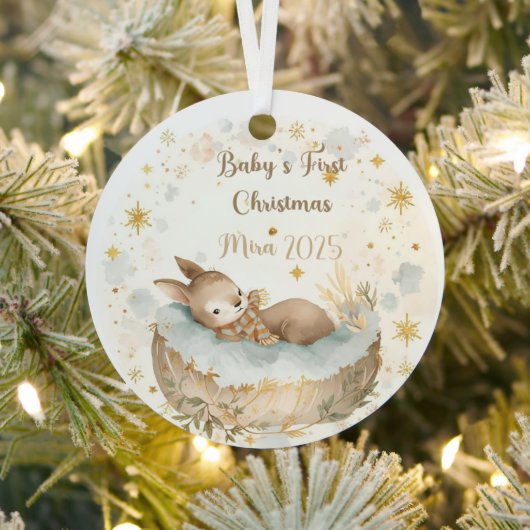 Personalized Baby’s First Christmas Keepsake メタルオーナメント (インサイチュ)