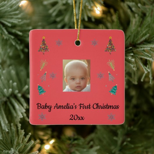 Personalized Baby’s First Christmas Ornament セラミックオーナメント (ツリー)