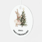 Personalized Baby’s First Christmas Ornament 2025 メタルオーナメント (正面左)
