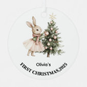 Personalized Baby’s First Christmas Ornament 2025 メタルオーナメント (正面)