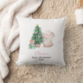 Personalized Baby’s First Christmas rabbit theme  クッション (ブランケット)