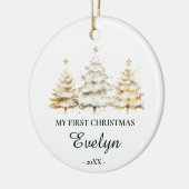 Personalized Baby’s First Christmas, White セラミックオーナメント (左)