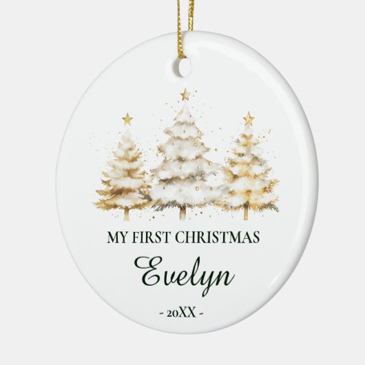 Personalized Baby’s First Christmas, White セラミックオーナメント (左)