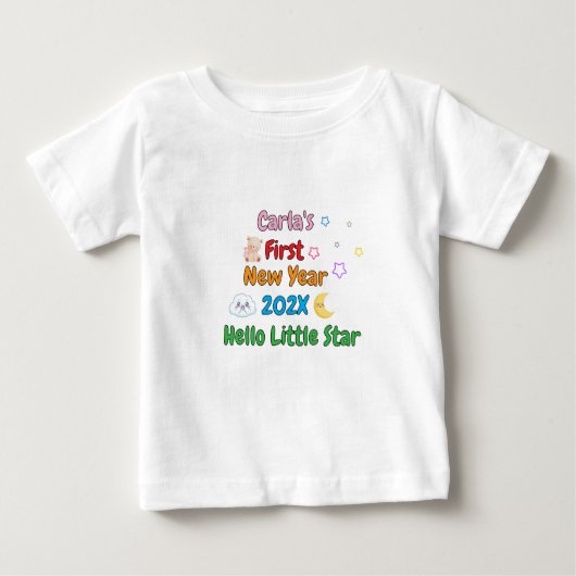 Personalized Baby’s First New Year – Cute Design ベビーTシャツ (正面)