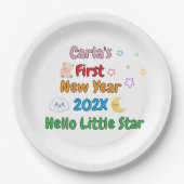Personalized Baby’s First New Year – Cute Design ペーパープレート (正面)