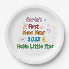 Personalized Baby’s First New Year – Cute Design ペーパープレート