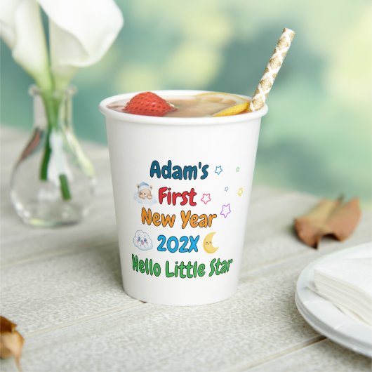 Personalized Baby’s First New Year – Cute Design 紙コップ (インサイチュ)