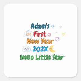 Personalized Baby’s First New Year – Cute Design P スクエアシール