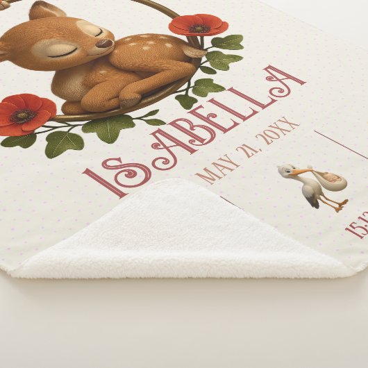 Personalized Baby Sherpa Blanket – Woodland Fawn シェルパブランケット (3/4)