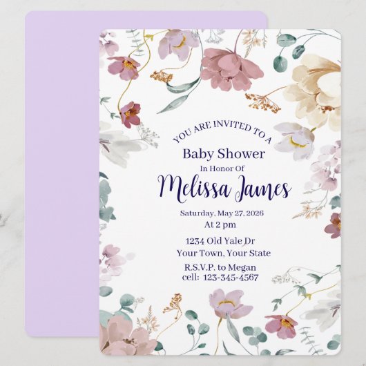 Personalized Baby Shower Invitation シーズンカード (正面/裏面)