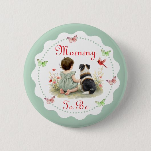 Personalized Baby Shower | Mom To Be 缶バッジ (正面)