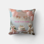 Personalized Baby Shower Pillow - Sweet Teddy Bear クッション (正面)