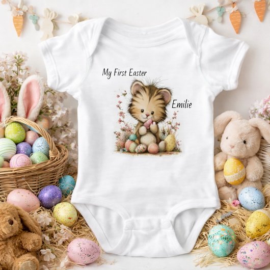 Personalized Baby Tiger Easter Illustration ベビーボディスーツ