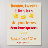 Personalized Baby Triplets Nursery Decor, Stars ポスター (正面)