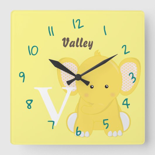 Personalized Baby Yellow  スクエア壁時計 (正面)