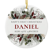 Personalized Baby's 1st Christmas Winter Floral 
