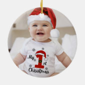 Personalized Baby's 1st Christmas Winter Floral  セラミックオーナメント (裏面)