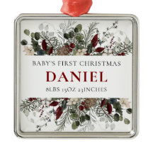Personalized Baby's 1st Christmas Winter Floral 