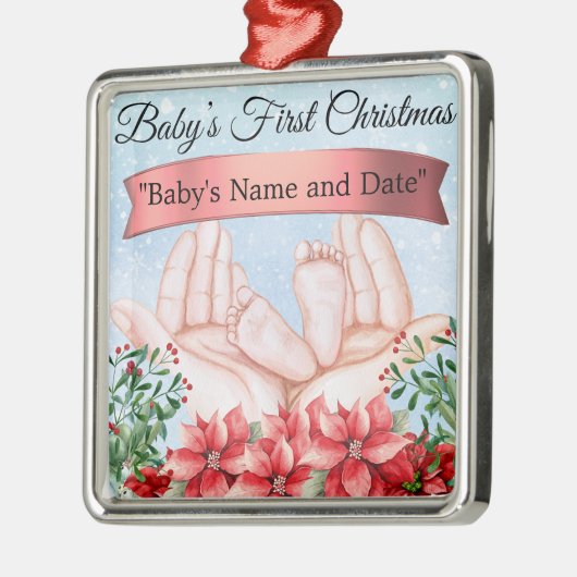 Personalized "Baby's First Christmas" メタルオーナメント (左)