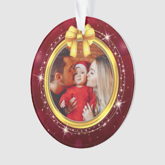 Personalized Baby's First Christmas Photo Keepsake オーナメント (正面)