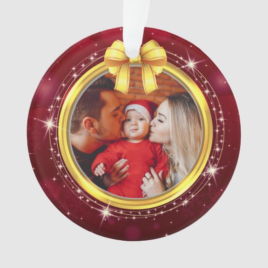 Personalized Baby's First Christmas Photo Keepsake オーナメント (正面)