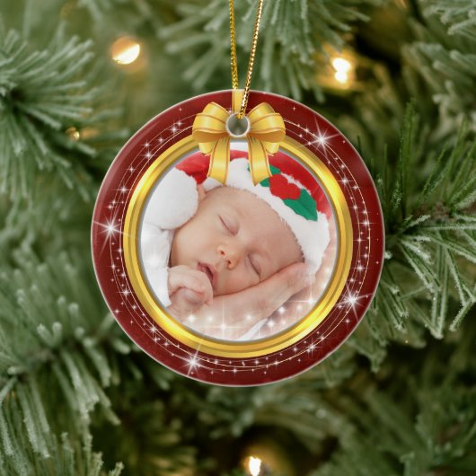 Personalized Baby's First Christmas Photo Keepsake セラミックオーナメント (ツリー)