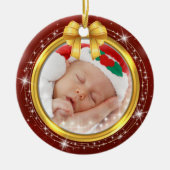 Personalized Baby's First Christmas Photo Keepsake セラミックオーナメント (正面)