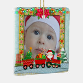 Personalized Baby's First Christmas Photo Train セラミックオーナメント (右)