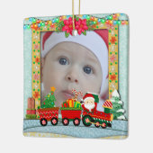 Personalized Baby's First Christmas Photo Train セラミックオーナメント (左)