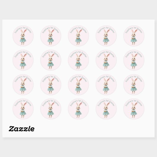 Personalized Baby's First Easter Sticker - Cute 3D ラウンドシール (シート)