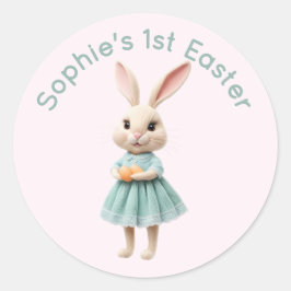 Personalized Baby's First Easter Sticker - Cute 3D ラウンドシール
