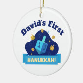 Personalized “Baby's First Hanukkah” with Dreidel セラミックオーナメント (左)